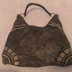 Suede hobo shoulder bag